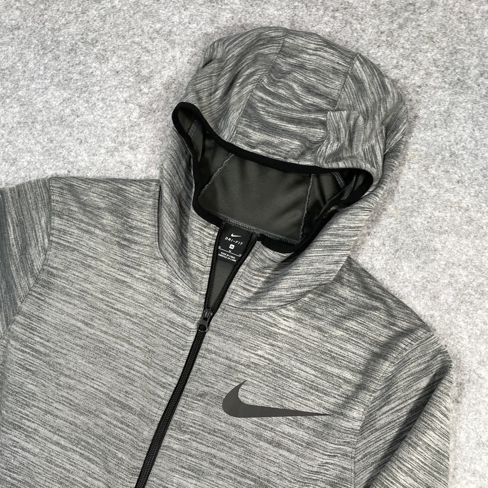 Nike Mens Full Zip Hoodie Medium Gray Space Dye Dri-FIT Athletic Jacket
